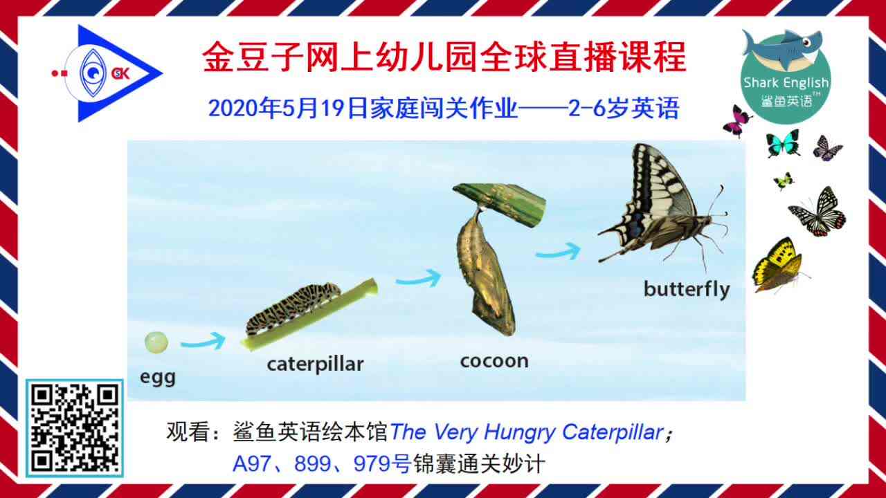 Elvin英语作业 毛毛虫变蝴蝶
