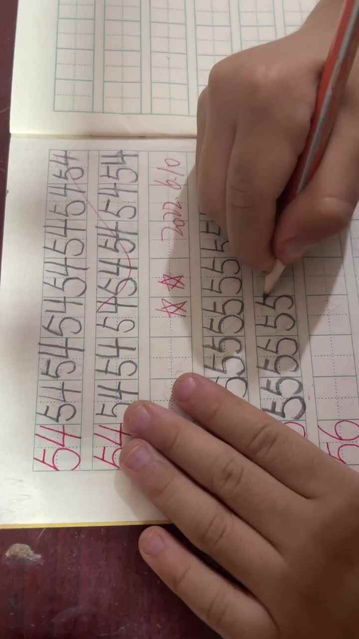 书写数字55和56