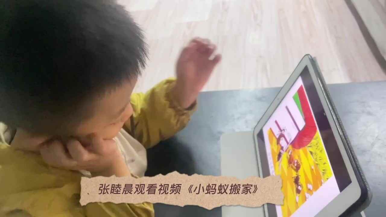 张睦晨复习《小蚂蚁》故事和学习《我会擦屁股》