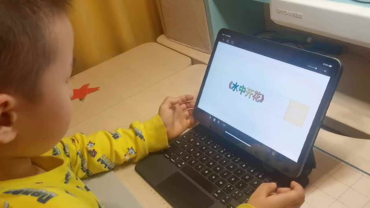 观看科学实验《水中开花》