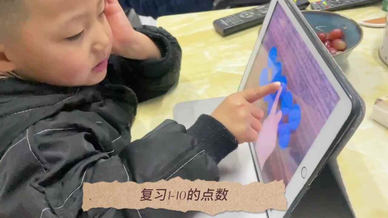 张睦晨复习1-10的点数和学习儿歌《小蜜蜂》