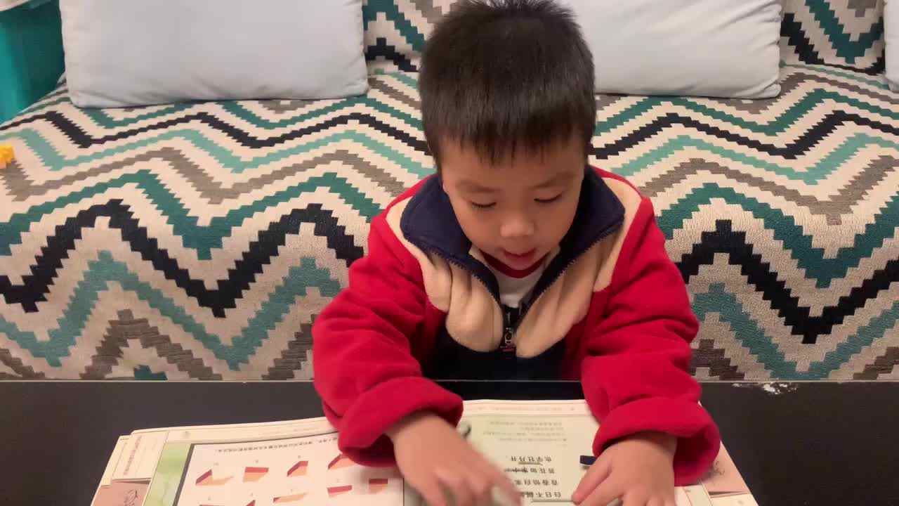 中B班杨育寒指读古诗《苔》