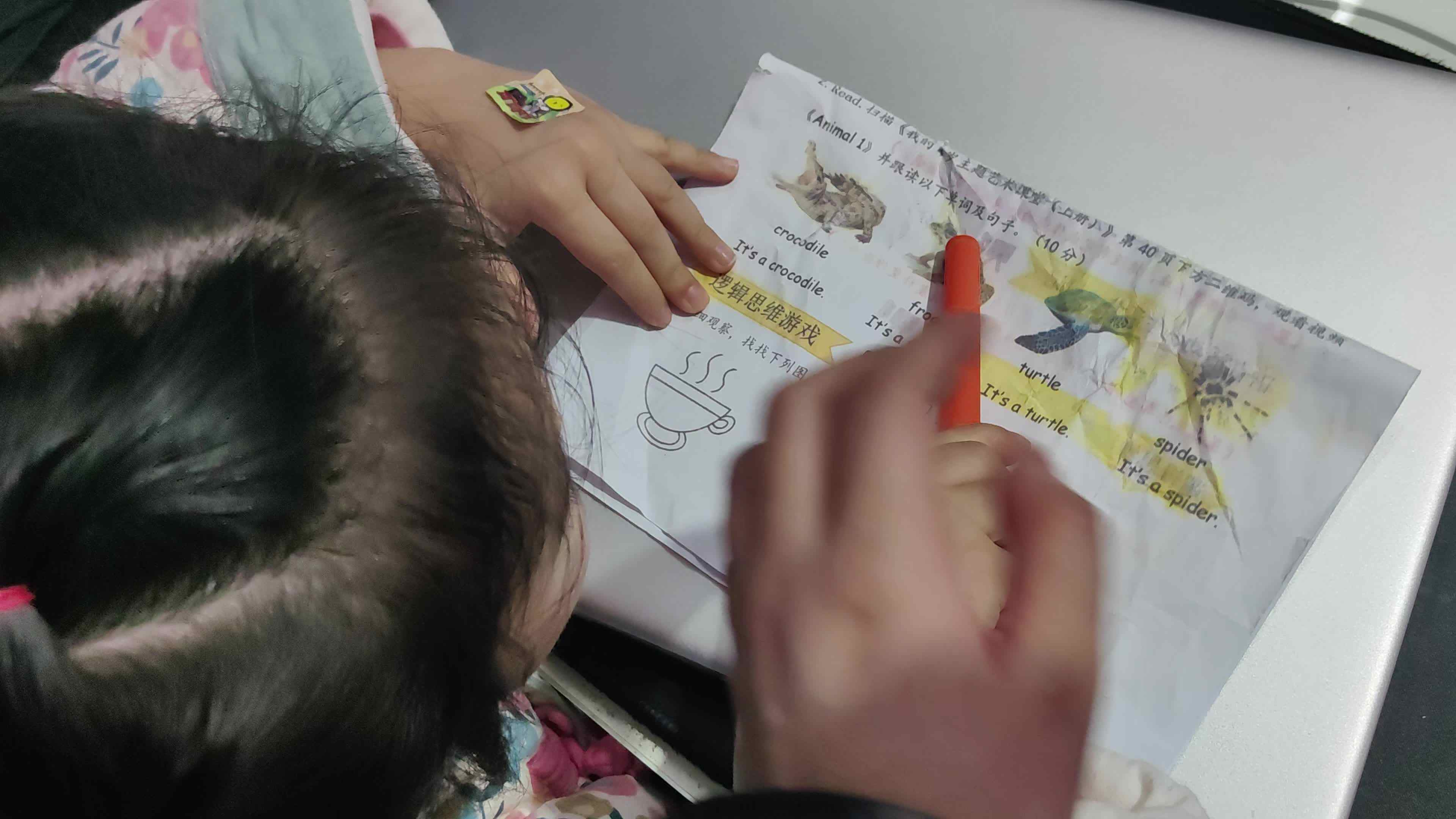 中B班徐子伊指读英语单词及句子