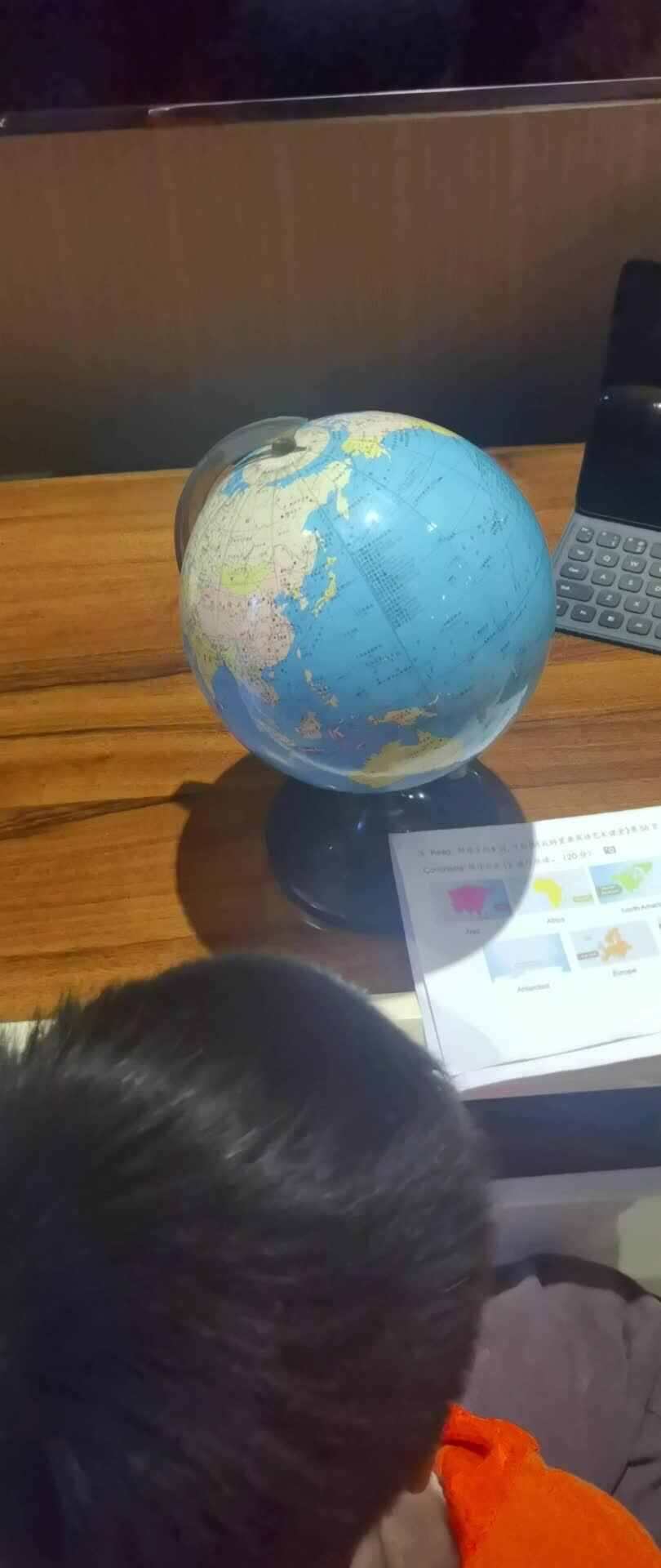 学前B班 焦翎彧 在地球仪上找到七大洲