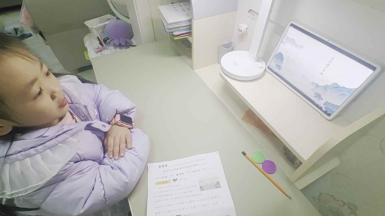 ⁣⁣⁣⁣2024年12月14日大B班谭诗锜观看64页锦囊视频，学习《芙蓉楼送辛渐》