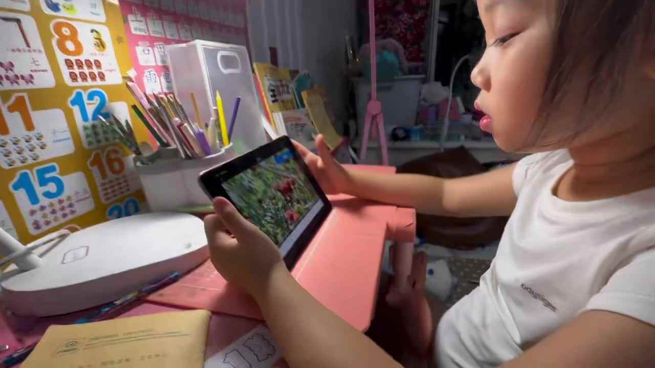 ⁣20250920学前B班舒琳芯观看视频古诗《喜晴》并指读