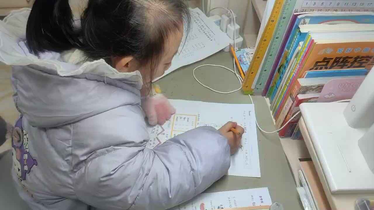 ⁣2026年1月23日学前B班谭诗锜完成拼音作业单（复习五）