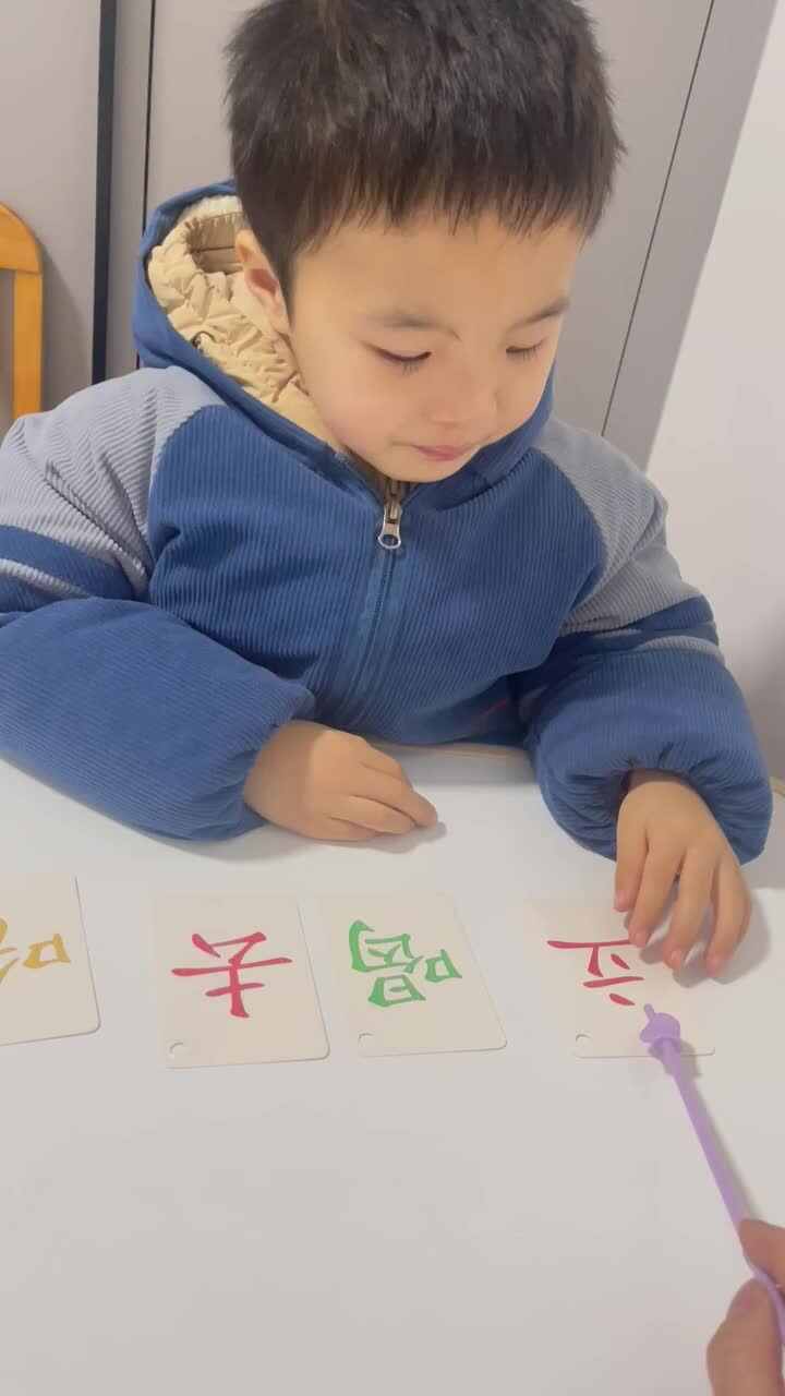 复习字卡（去、吃、喝、吐、立）