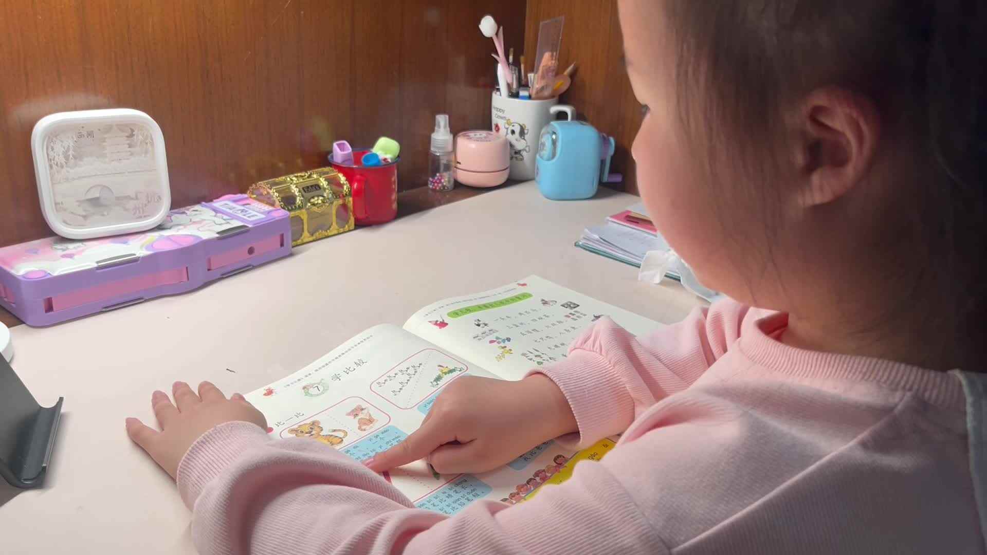 4.9学前A班赵欣奕指读识字书