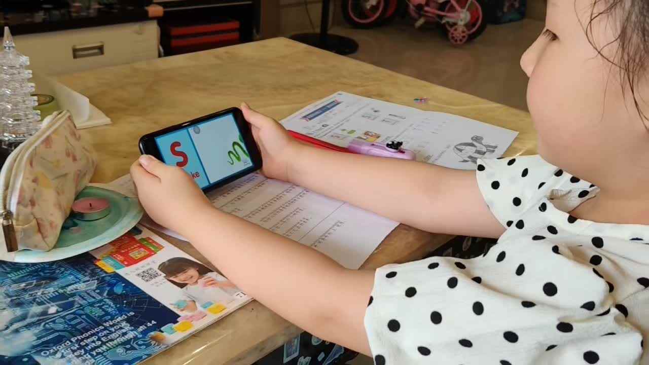 7.17学前A班赵欣奕观看英语字母s视频